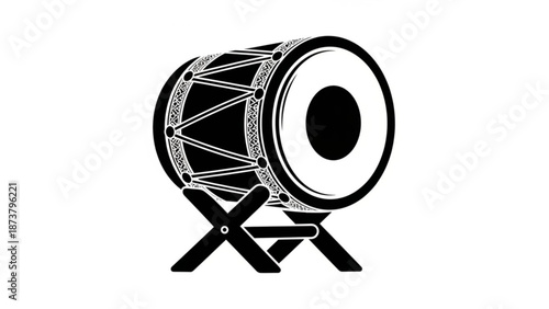 Dholak drum on stand traditional Indian musical instrument illustration simple vector graphic for cultural events and celebrations isolated on white