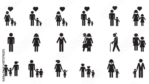 Diverse family symbols collection Vector, illustration
