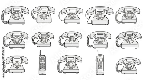 Vintage Telephone Illustrations in Various Designs.