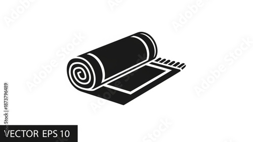 Rolled up prayer mat icon simple black silhouette for Islamic religious use isolated on white background