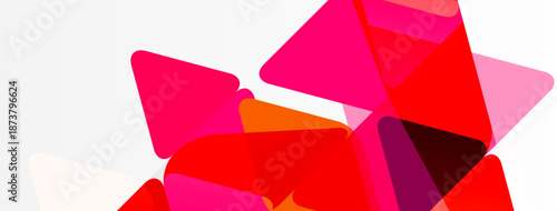 Abstract composition featuring overlapping pink, red shapes. Minimalist design with vibrant hues, clean lines, modern aesthetic.