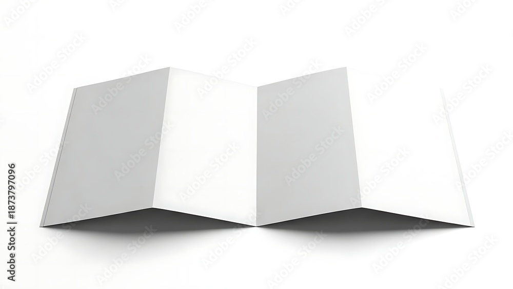 Fototapeta premium White Accordion Fold Brochure Open on White Background paper blank