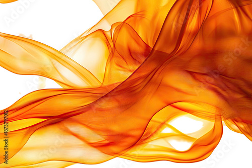 Flowing fiery fabric, translucent, against black backdrop