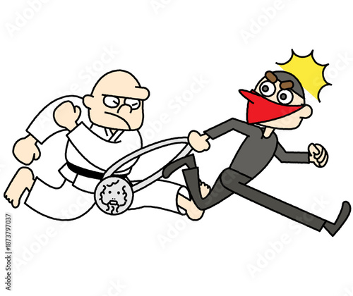 問題行動を止められて驚く人物を描いたコミカルなトラブルイラスト