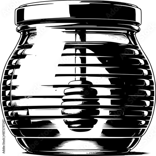 Vector illustration of honey and jam jars icon design in black style isolated on white background