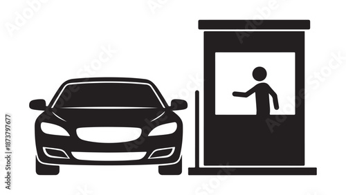 Car at toll booth vector illustration Vector, illustration