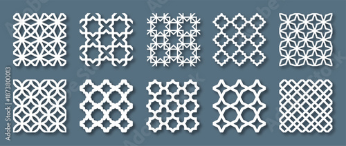 Islamic geometric pattern set, Arabic seamless ornament background for Ramadan Kareem and Eid Mubarak greeting card decorative element