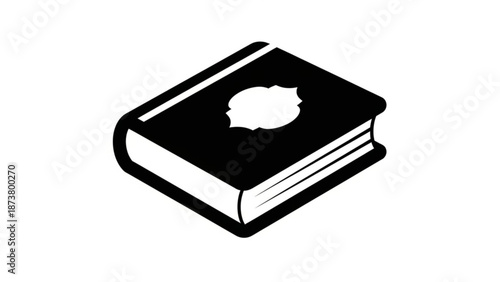 Black Book with Blank Cover on White Background, Isolated, Vector Illustration
