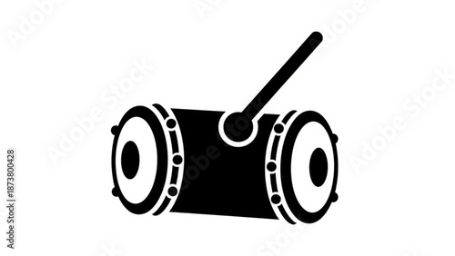 Drum with Drumstick Isolated on White Background