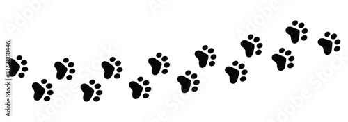 Paw print of dog or cat isolated on white background. cat paw prints. Paw footprints.