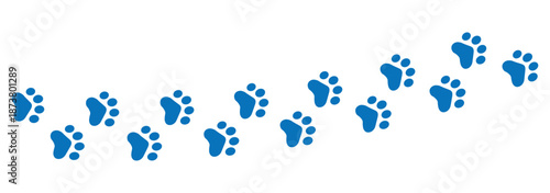 Silhouettes of animal footprints of cat or dog blue vector tracks of  mammals. includes paw prints, hoof marks.