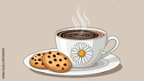 Coffee and Cookies Still Life - Illustration