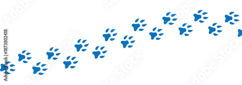 Silhouettes of animal footprints of cat or dog blue vector tracks of  mammals. includes paw prints, hoof marks.