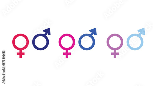 A colorful illustration of various gender symbols on a white background
