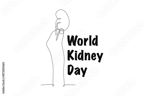 World kidney day concept one-line drawing