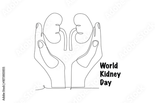 World kidney day concept one-line drawing