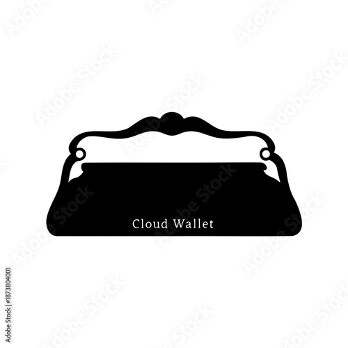 Elegant and Stylish Cloud Wallet Black Silhouette on a White Background