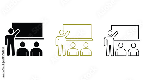 A teacher stands in front of a classroom giving a presentation to students