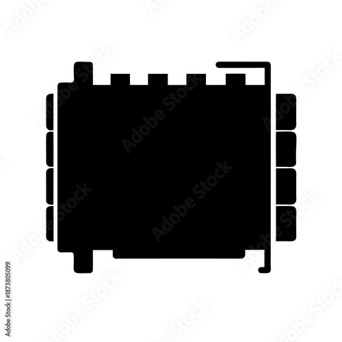 Solid black generic integrated circuit chip with multiple pins and housing