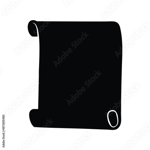 Black silhouette of an ancient scroll paper with rolled edges design