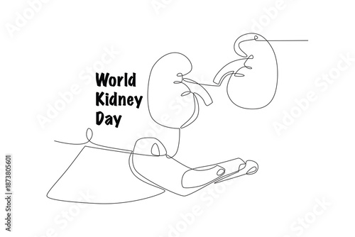 World kidney day concept one-line drawing