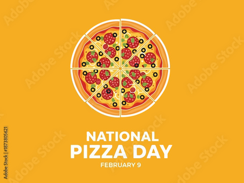 National pizza day logo on orange background