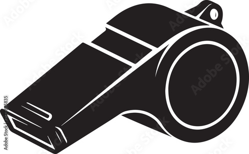 Simple and bold referee whistle silhouette symbolizing sports officiating, control, and fair play.