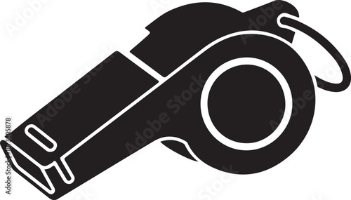 Simple and bold referee whistle silhouette symbolizing sports officiating, control, and fair play.