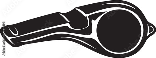 Simple and bold referee whistle silhouette symbolizing sports officiating, control, and fair play.