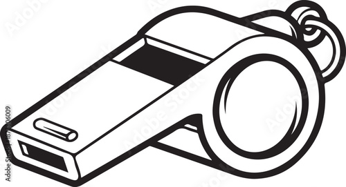 Simple and bold referee whistle silhouette symbolizing sports officiating, control, and fair play.