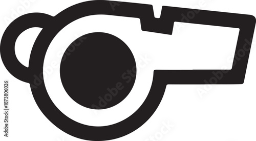 Simple and bold referee whistle silhouette symbolizing sports officiating, control, and fair play.