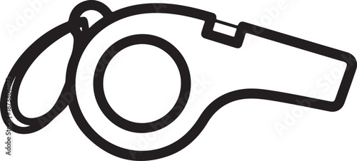 Simple and bold referee whistle silhouette symbolizing sports officiating, control, and fair play.