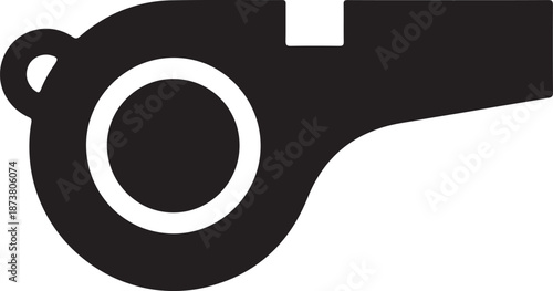 Simple and bold referee whistle silhouette symbolizing sports officiating, control, and fair play.