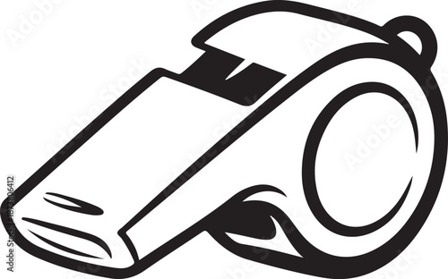 Simple and bold referee whistle silhouette symbolizing sports officiating, control, and fair play.