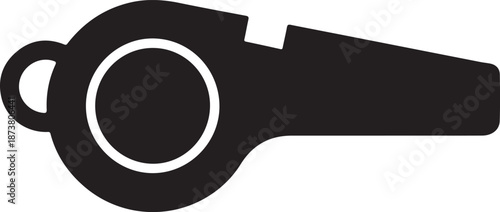 Simple and bold referee whistle silhouette symbolizing sports officiating, control, and fair play.