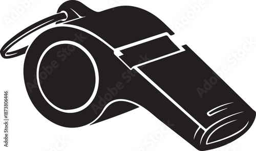 Simple and bold referee whistle silhouette symbolizing sports officiating, control, and fair play.