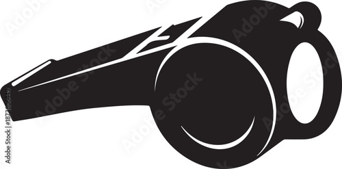 Simple and bold referee whistle silhouette symbolizing sports officiating, control, and fair play.
