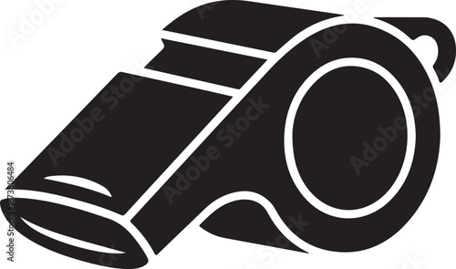 Simple and bold referee whistle silhouette symbolizing sports officiating, control, and fair play.