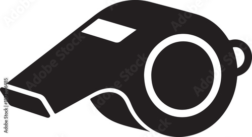 Simple and bold referee whistle silhouette symbolizing sports officiating, control, and fair play.