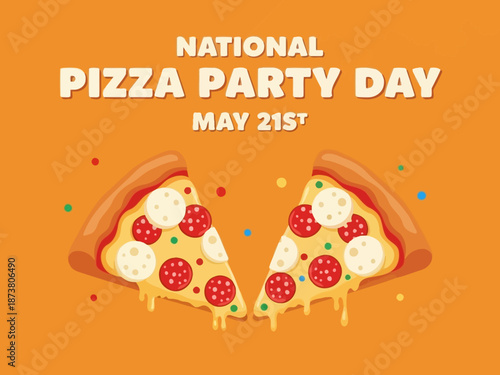 National pizza party day on orange background