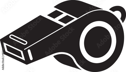 Simple and bold referee whistle silhouette symbolizing sports officiating, control, and fair play.