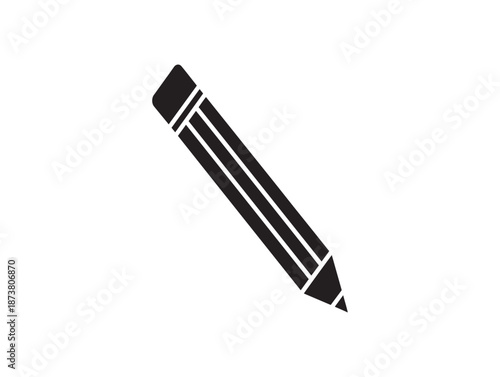 A black and white illustration of a pencil
