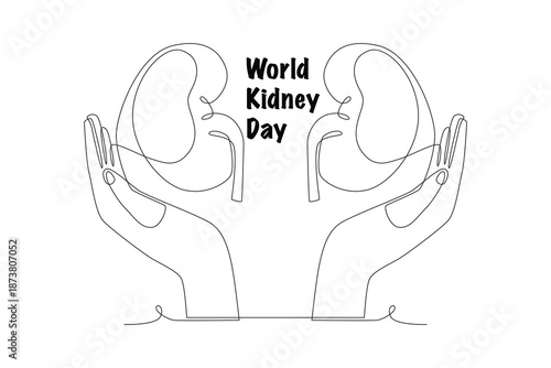 World kidney day concept one-line drawing