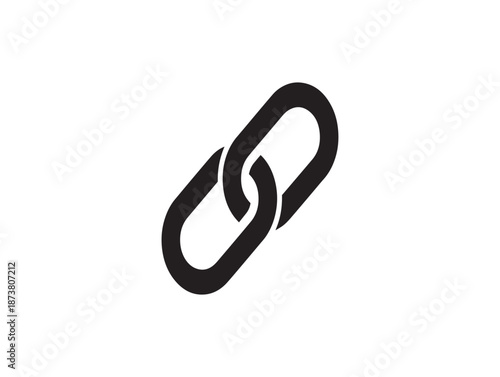 A simple black paperclip icon on a white background
