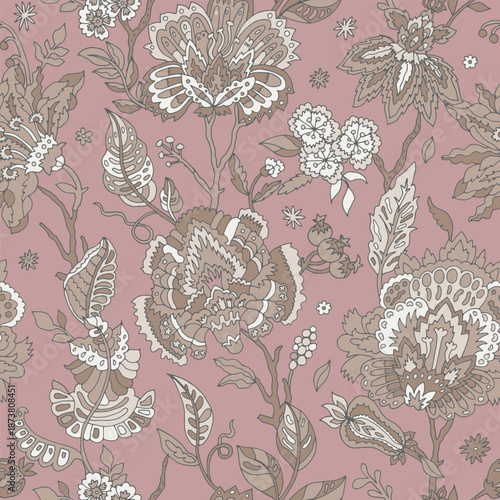 Romantic Taupe Boho Floral Pattern
