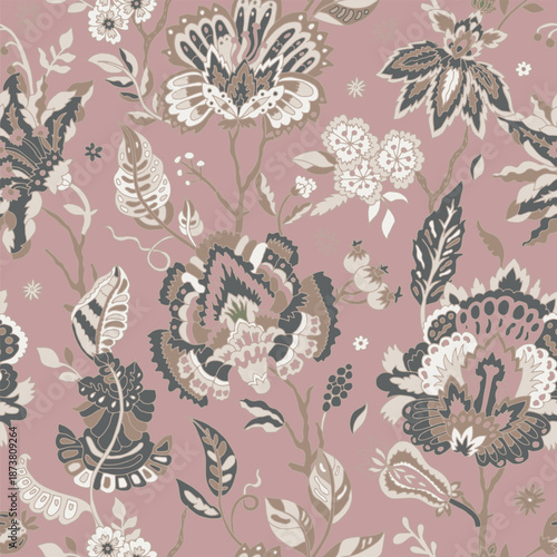 Dusty Rose Elegant Boho Floral Pattern