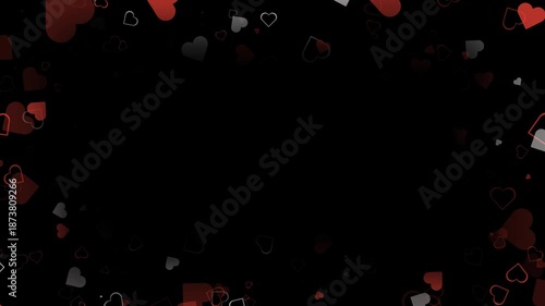  Romantic valentine heart particle border overlay animation on transparent background
