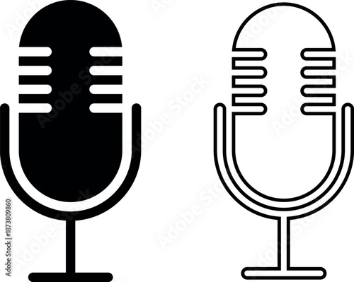 Collection of microphone icons in various styles for podcasting and broadcasting
