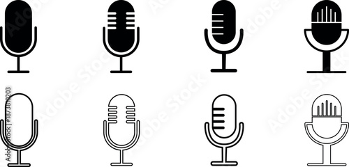 Microphone Icons set. variant microphone icon. Karaoke mic. Podcast microphone. web and mobile icons. vector illustration