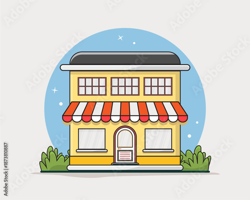 Flat design style of shop with simple and modern looks